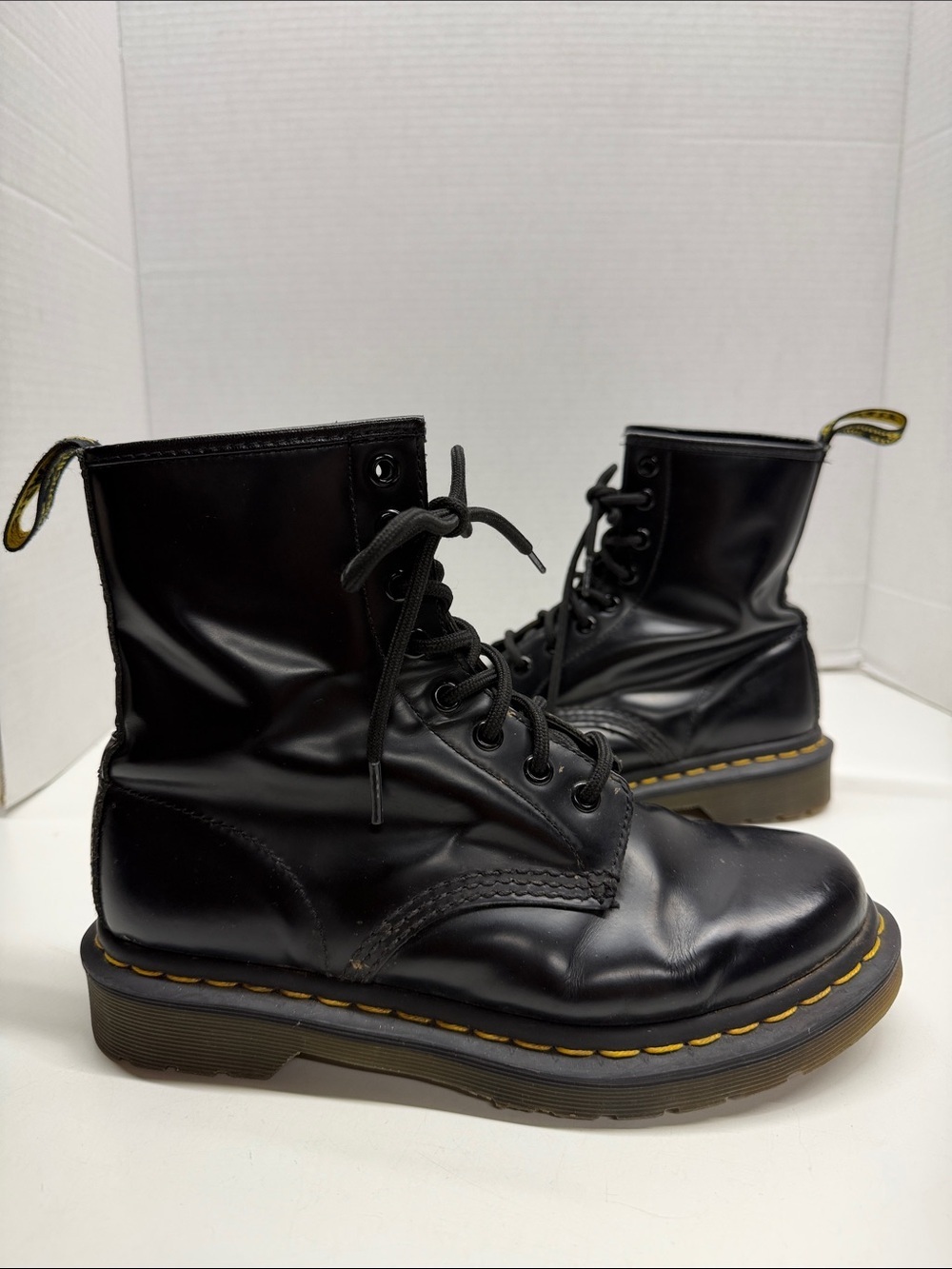 Dr Martens 1460 Boots Lace Up Combat Docs Shoes Leather Black Women's Size 7